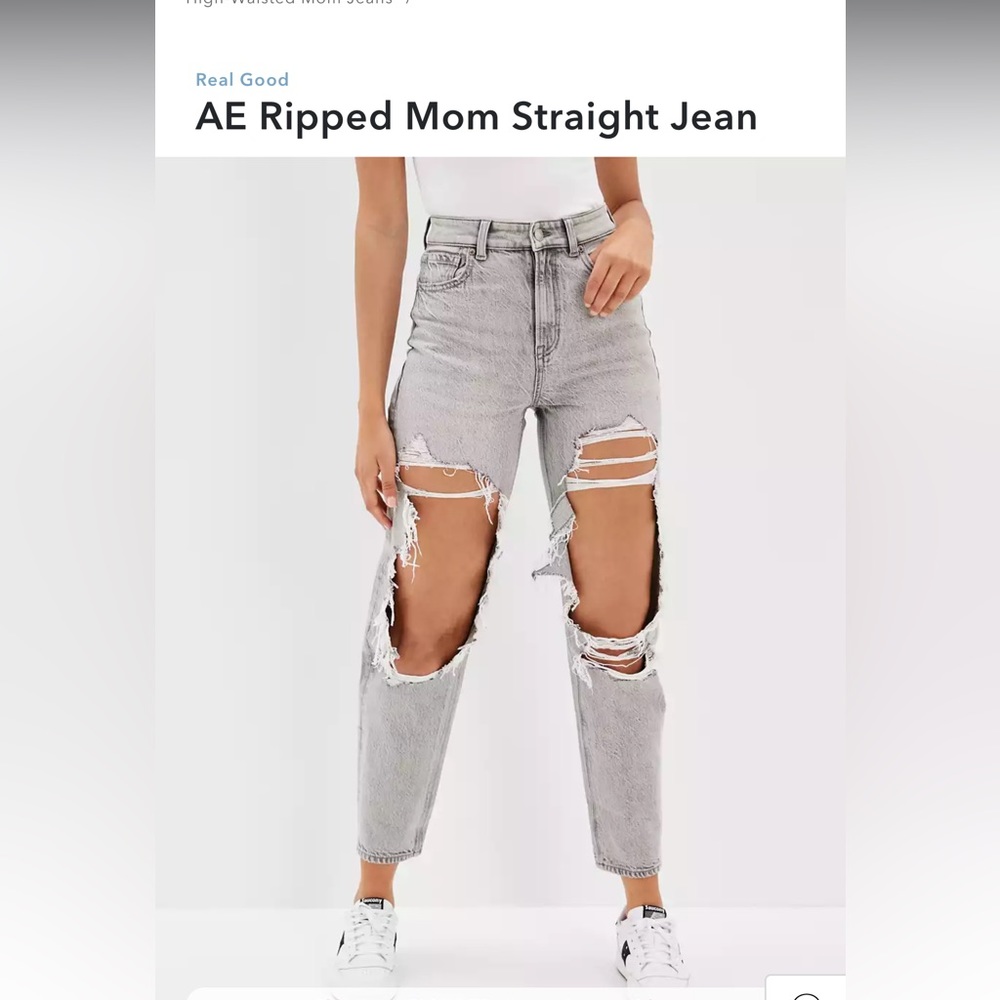 American Eagle ripped mom straight jeans